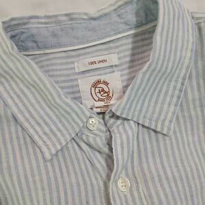 Panama Jack Blue and White Stripe Short-Sleeved Button-Up Shirt 100% Linen XL